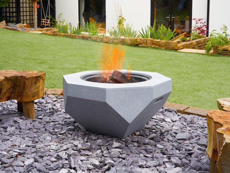 Field & Flame Rhoda Wood Burning BBQ Fire Pit in Concrete Grey - The Stove House