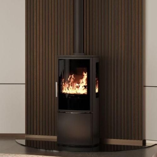 ACR Neo XC Wood Stove. With its sleek black glass door, clean lines, and bold, minimalist form, this Eco Design ready and Defra approved 5kW stove adds more than just heat to your home at The Stove House Ltd. West Sussex.