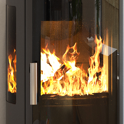 ACR Neo XC Wood Stove. With its sleek black glass door, clean lines, and bold, minimalist form, this Eco Design ready and Defra approved 5kW stove adds more than just heat to your home at The Stove House Ltd. West Sussex.