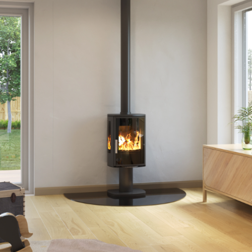 ACR Neo XP Wood Stove. With its sleek black glass door, clean lines, and bold, minimalist form, this Eco Design ready and Defra approved 5kW stove adds more than just heat to your home at The Stove House Ltd. West Sussex.