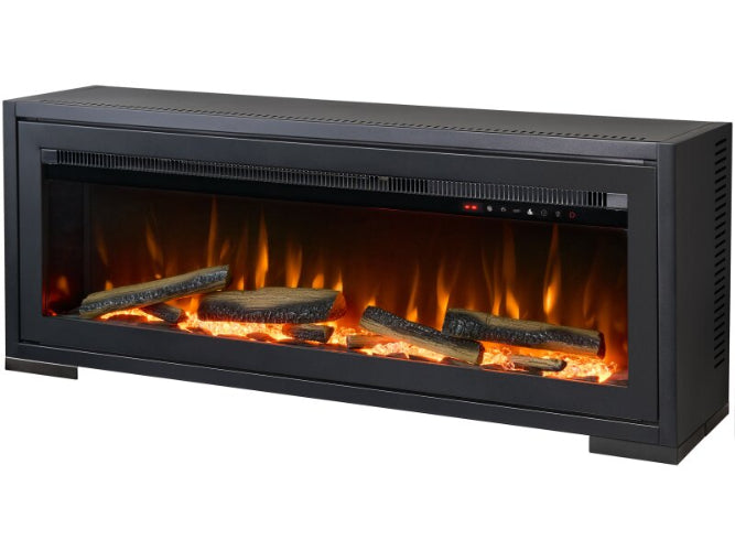 Acantha Vision Electric Media Stove - Black. With the atmospheric log fuel bed, 3D LED flame effect technology, and seven colour settings at The Stove House Ltd. West Sussex.