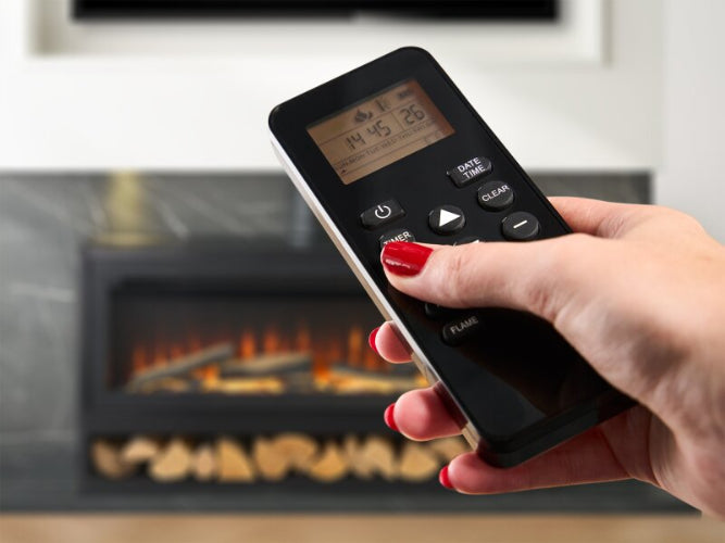 Acantha Vision Electric Media Stove with Log Store & Stove Pipe - Black - The Stove House