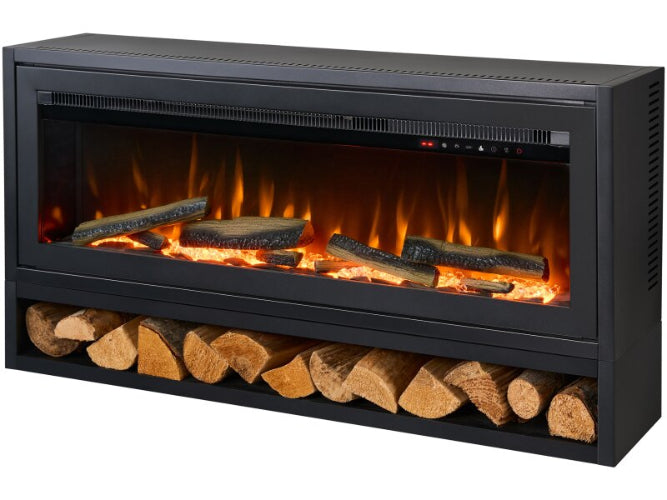 Acantha Vision Electric Media Stove with Log Store - Black - The Stove House