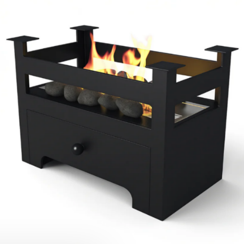 Anya Small 3kW Bioethanol Fire Basket. Anya's smaller proportions make it ideal for apartments or rented accommodation, with no smoke, soot, or maintenance, at The Stove House Ltd. West Sussex.