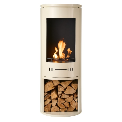 Barilo Cylindrical Bioethanol Stove in Cream that burns bioethanol fuel and means it doesn't need a flue or chimney. Available at The Stove House Ltd. West Sussex.