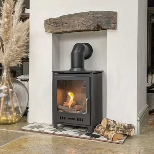 Imagin Fires Bredon Black Bioethanol stove has the look of a traditional woodburner. No flue required at The Stove House Ltd. West Sussex.