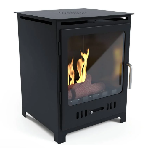 Imagin Fires Bredon Black Bioethanol stove has the look of a traditional woodburner. No flue required at The Stove House Ltd. West Sussex.