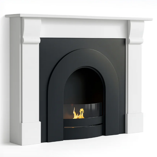 Broadway Bioethanol Fireplace Suite. A contemporary styled fireplace, complete with surround and mantel at The Stove House Ltd. West Sussex.
