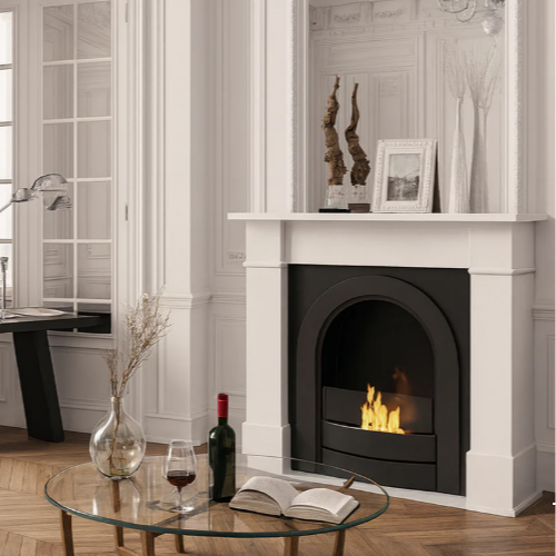 Broadway Bioethanol Fireplace Suite. A contemporary styled fireplace, complete with surround and mantel at The Stove House Ltd. West Sussex.