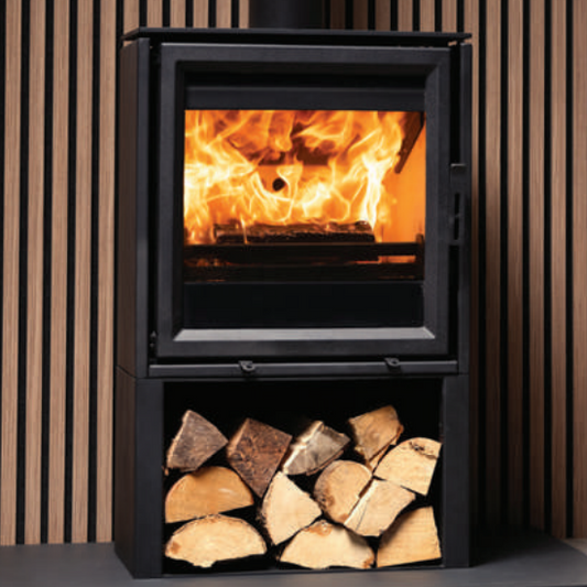 Charlton & Jenrick Fireline Ecostar 5 Wide Freestanding 5kW Wood Burning Stove at The Stove House Ltd. West Sussex.