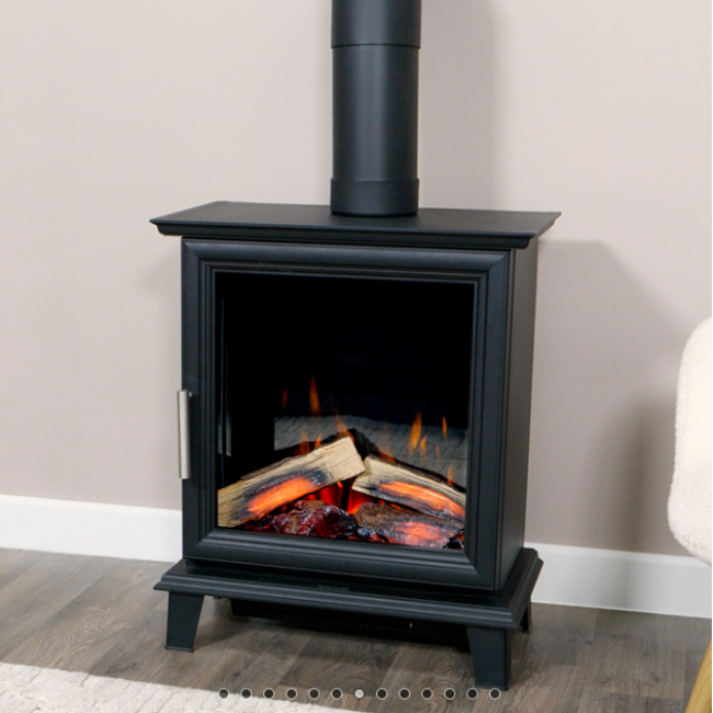 Charlton & Jenrick Panache Electric Stove. With a clean and contemporary style, realistic LiveFlame effect, and a 2kW heat output, the Panache Electric Stove will create an alluring focal point, at The Stove House Ltd. West Sussex.
