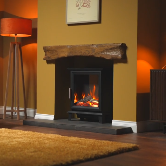 Charlton & Jenrick Panache Electric Stove. With a clean and contemporary style, realistic LiveFlame effect, and a 2kW heat output, the Panache Electric Stove will create an alluring focal point, at The Stove House Ltd. West Sussex.