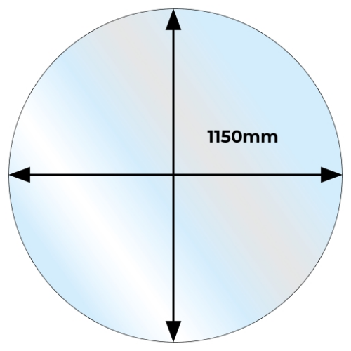Clear Circular Glass Hearth - 1150 mm Diameter x 12 mm. Constructed in tempered clear glass for wood and bioethanol stoves at The Stove House Ltd. West Sussex