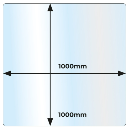 Clear Square Glass Hearth - 1000 mm x 1000 mm x 12 mm. Constructed in tempered clear glass for wood and bioethanol stoves at The Stove House Ltd. West Sussex