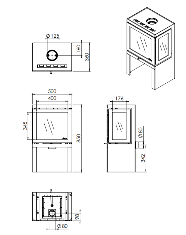 Dik Geurts Vidar Small - Store. A 3-Sided 4.9kW Eco Design Ready Wood Stove at The Stove House Ltd. West Sussex