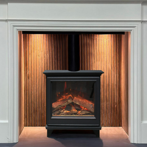 Evonic E-Lectra Campden 4 Electric Stove. Blends traditional charm with modern convenience, crafted from robust cast iron. 11 captivating flame effects and remote control at The Stove House Ltd. West Sussex.