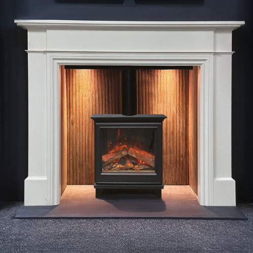 Evonic E-Lectra Campden 5 Electric Stove. Blends traditional charm with modern convenience, crafted from robust cast iron. 11 captivating flame effects and remote control at The Stove House Ltd. West Sussex.
