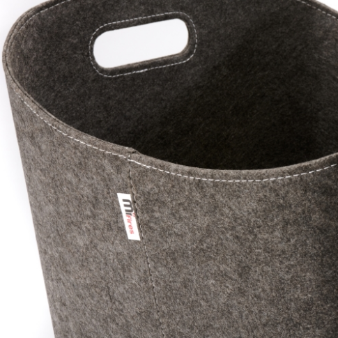 Felt Firewood Basket 53 cm  x 44 cm x 36 cm.  A highly decorative firewood basket in enduring grey felt for log storage at The Stove House Ltd. West Sussex.