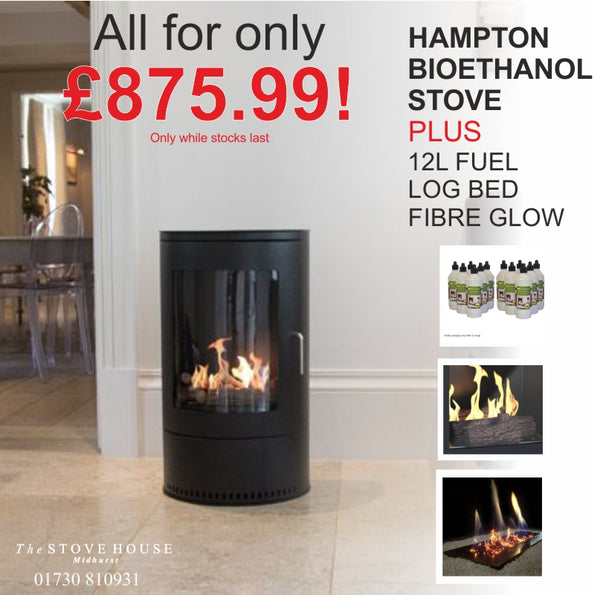 Hampton Bioethanol Modern Stove Offer with accessories / No Flue - The Stove House