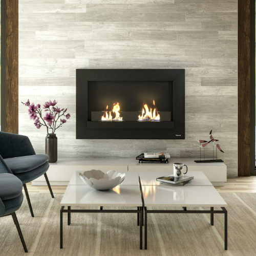 Henley London Wall-Mounted Bioethanol Fire. A perfect modern-day wall stove with a double burner for your home, with no chimney or flue required at The Stove House Ltd.