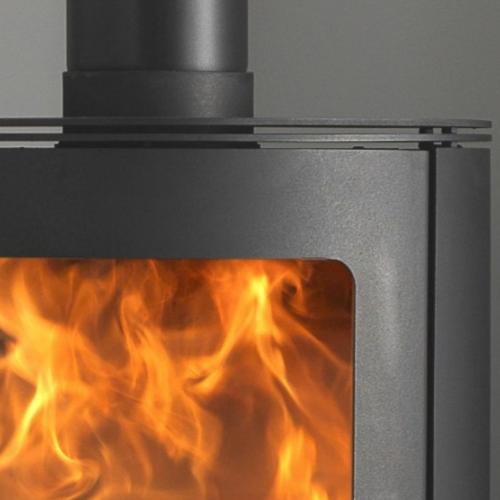 Capital Fireplaces Holsworthy Eco Wood Stove. Featuring a large window and built-in log store, the Holsworthy is contemporary and stylish at The Stove House Ltd. West Sussex.