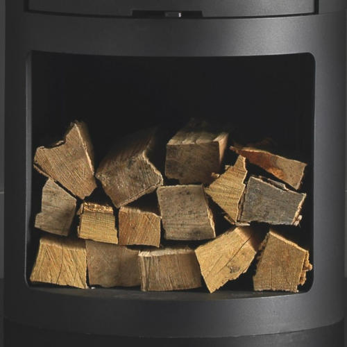 Capital Fireplaces Holsworthy Eco Wood Stove. Featuring a large window and built-in log store, the Holsworthy is contemporary and stylish at The Stove House Ltd. West Sussex.