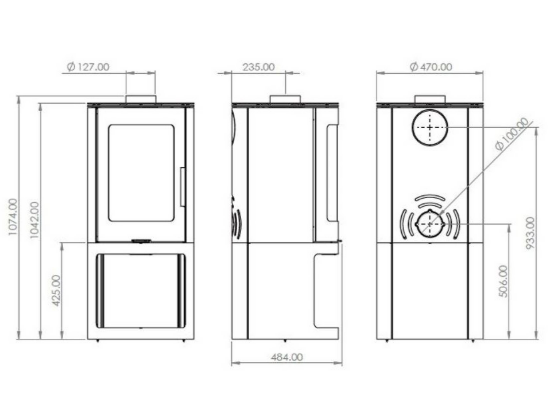 Capital Fireplaces Holsworthy Eco Wood Stove. Featuring a large window and built-in log store, the Holsworthy is contemporary and stylish at The Stove House Ltd. West Sussex.