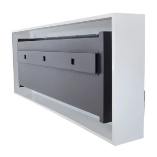 Large Wall-Mounted Bioethanol Fireplace - White. 3 outstanding burners, providing up to 4 kW of heat. No chimney or vent required, at The Stove House Ltd., West Sussex.