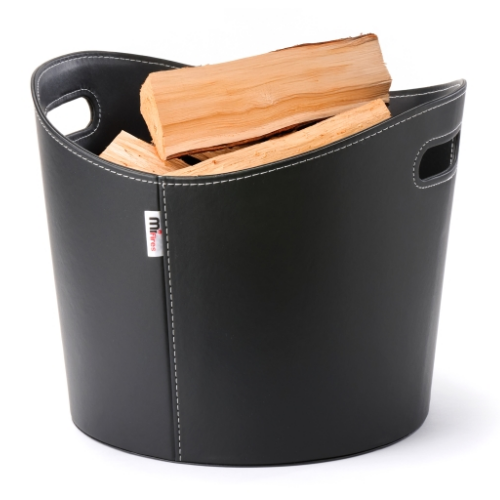 Log Holder Black 43.5 cm x 32 cm x 32 cm.  Elegant log holder in black with an eye-catching look at The Stove House Ltd. West Sussex.