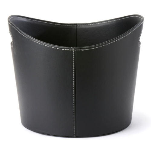 Leather Firewood Basket - 39 cm  x 31 cm. Elegant firewood basket in imitated leather with an eye-catching look at The Stove House Ltd. West Sussex.