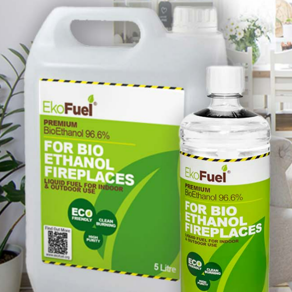 Low Odour Bioethanol Fuel - 12 x 1 Ltr Bottles. 96.6% premium bioethanol fuel at The Stove House Ltd. West Sussex.