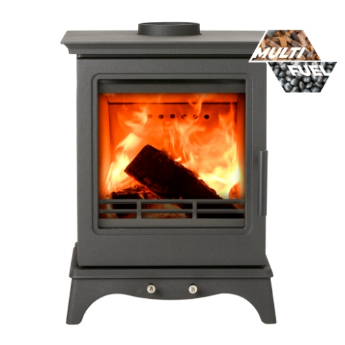 MI-Fires Medium Chatsworth 5kW Multi Fuel Stove.  ECODesign 2022, Smoke Control Area Exempt, 81.3% Efficient, A+ Energy Rating at The Stove House Ltd. West Sussex.