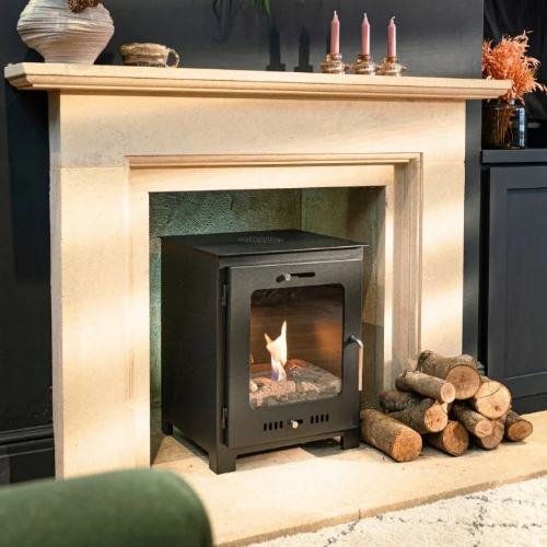 Imagin Fires Malvern Black Bioethanol Stove. No flue required at The Stove House Ltd. West Sussex.
