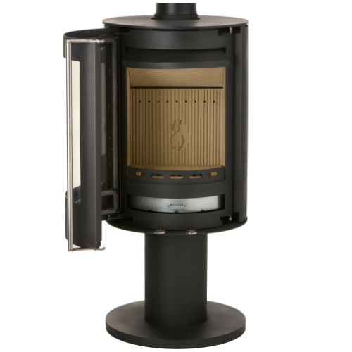 Mi-Fires FireBlossom on Pedestal, 5kW - ECODesign 2022 Multi Fuel Stove. 86.1% Efficiency, A+ Energy Rating, Smoke Control Area Exempt at The Stove House Ltd. West Sussex.