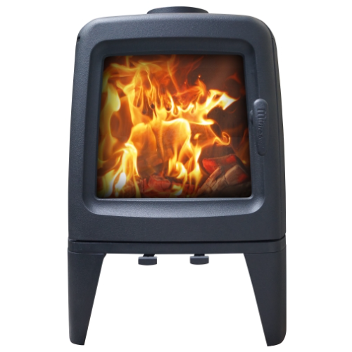 Mi-Fires Medium FirePod 5kW Cast Iron Wood Stove. ECODesign 2022, Smoke Control Area Exempt, 78.8% Efficient, A Energy Rating at The Stove House Ltd. West Sussex.
