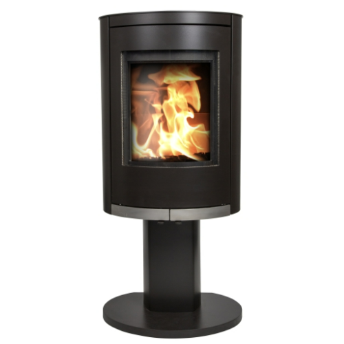 Mi-Fires Ovale P - Tall on Pedestal Wood Stove. 5kW - ECODesign 2022 Wood Burning Stove. 82.9% Efficiency, A+ Energy Rating, Smoke Control Area Exempt at The Stove House Ltd. West Sussex.
