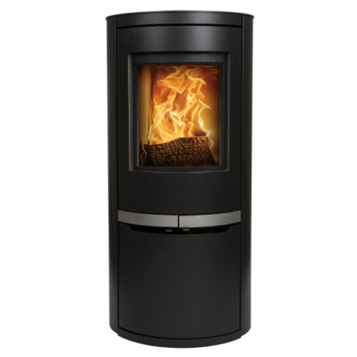 Mi-Fires Ovale T-Tall with Door Wood Stove. 5kW - ECODesign 2022 Wood Burning Stove. 82.9% Efficiency, A+ Energy Rating, Smoke Control Area Exempt at The Stove House Ltd. West Sussex.