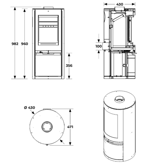 Mi-Fires Poppy Round Wood Stove. 4.8kW - ECODesign 2022 Wood Burning Stove. 77.3% Efficiency, A Energy Rating, Smoke Control Area Exempt at The Stove House Ltd. West Sussex.