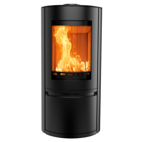Mi-Fires Rondo with Door. 4.9kW - ECODesign 2022 Wood Burning Stove. 77.7% Efficiency, A Energy Rating, Smoke Control Area Exempt at The Stove House Ltd. West Sussex.