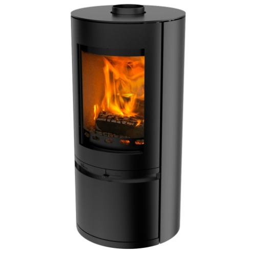 Mi-Fires Rondo with Door. 4.9kW - ECODesign 2022 Wood Burning Stove. 77.7% Efficiency, A Energy Rating, Smoke Control Area Exempt at The Stove House Ltd. West Sussex.