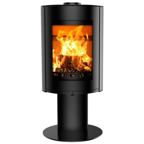 Mi-Fires Rondo with Pedestal Wood Stove. 4.9kW - ECODesign 2022 Wood Burning Stove. 77.7% Efficiency, A Energy Rating, Smoke Control Area Exempt at The Stove House Ltd. West Sussex.