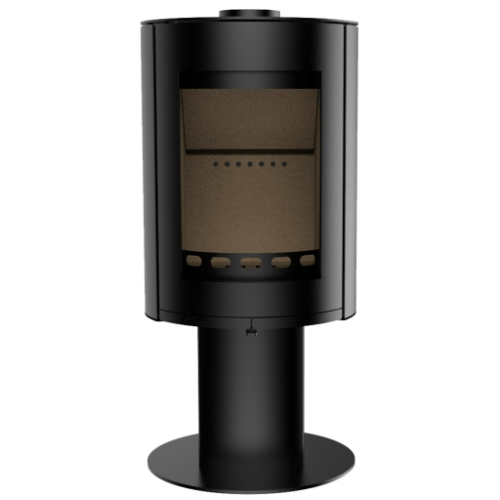 Mi-Fires Rondo with Pedestal Wood Stove. 4.9kW - ECODesign 2022 Wood Burning Stove. 77.7% Efficiency, A Energy Rating, Smoke Control Area Exempt at The Stove House Ltd. West Sussex.