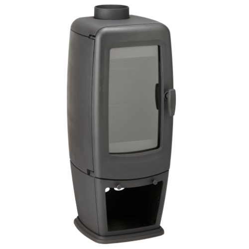 Mi-Fires Tall FirePod 5kW Cast Iron Wood Stove. ECO Design 2022, Smoke Control Area Exempt, 75.8% Efficient, A Energy Rating at The Stove House Ltd. West Sussex.