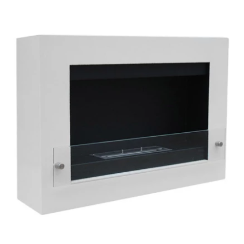 Nebraska White - Wall-Mounted Bioethanol Fireplace. Combines modern design with functionality. No chimney or vent required at The Stove House Ltd., West Sussex