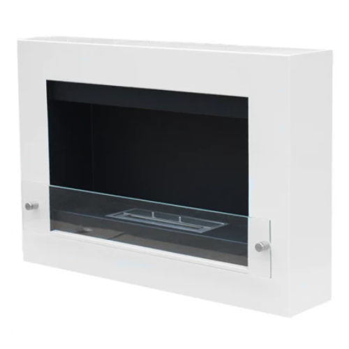 Nebraska White - Wall-Mounted Bioethanol Fireplace. Combines modern design with functionality. No chimney or vent required at The Stove House Ltd., West Sussex