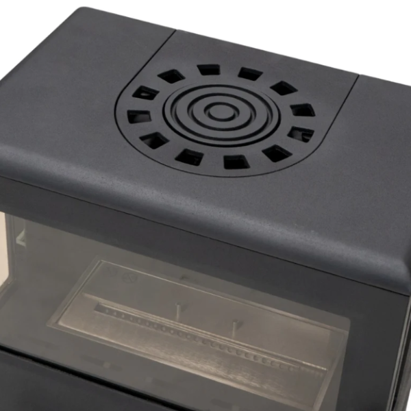 Nobel 75 Freestanding Cast Iron Bioethanol Stove. A modern widescreen freestanding bioethanol fireplace with a 3-sided view of panoramic flames without the need for a chimney, at The Stove House Ltd. West Sussex.