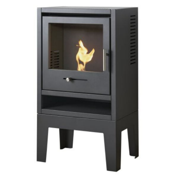 OKO S1 Freestanding Bioethanol Stove with Legs in Charcoal Grey. Requires no flue/chimney at the Stove House Ltd. West Sussex.