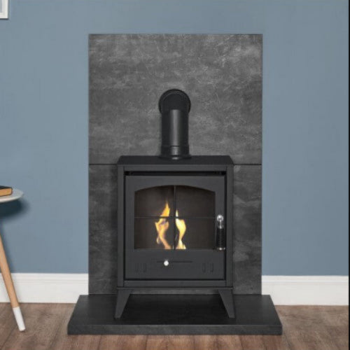 OKO S2 Freestanding Bioethanol Stove in Charcoal grey requires no flue/chimney at The Stove House Ltd. West Sussex.