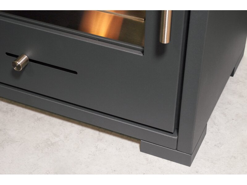 Close up image of a OKO S3  BIOETHANOL STOVE £498.99 Free UK delivery. Showing the detail of the door and the fake air vent inlet