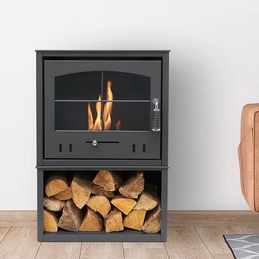 S4 BIOETHANOL STOVE WITH LOG STORE - The Stove House Ltd 01730810931